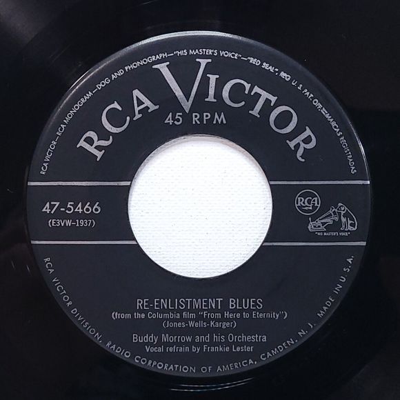 Buddy Morrow Vinyl 45 Re-enlistment Blues/Quarter To Twelve RCA Victor VG Jazz - Picture 1 of 2